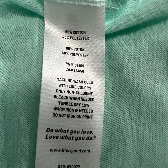 Life is Good Short Sleeve V Neck Green T Shirt Size Medium - Picture 7 of 7